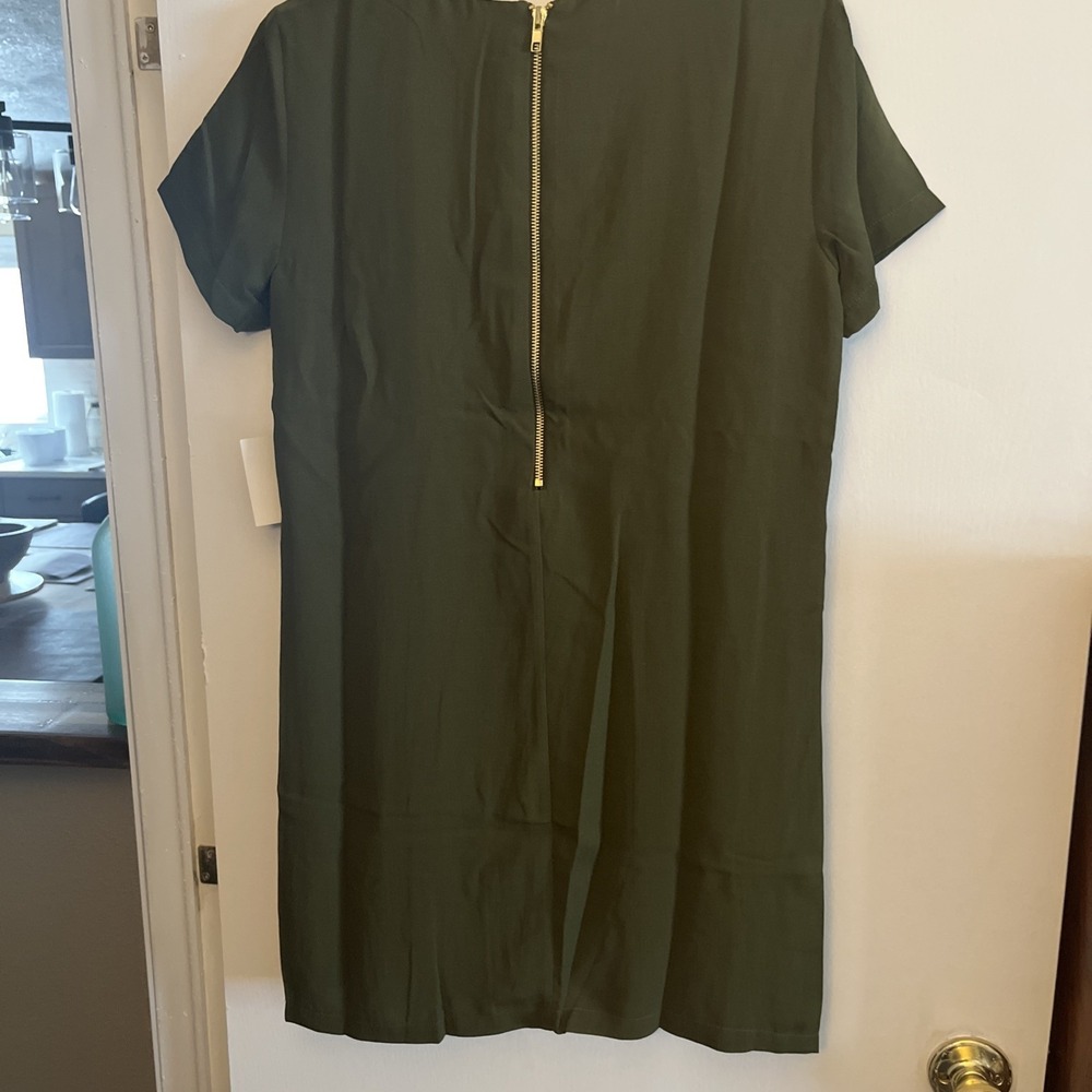 Lulus Shift and Shout Dress Olive Green Size  Small Short Sleeve Back Zip NEW - Picture 5 of 8